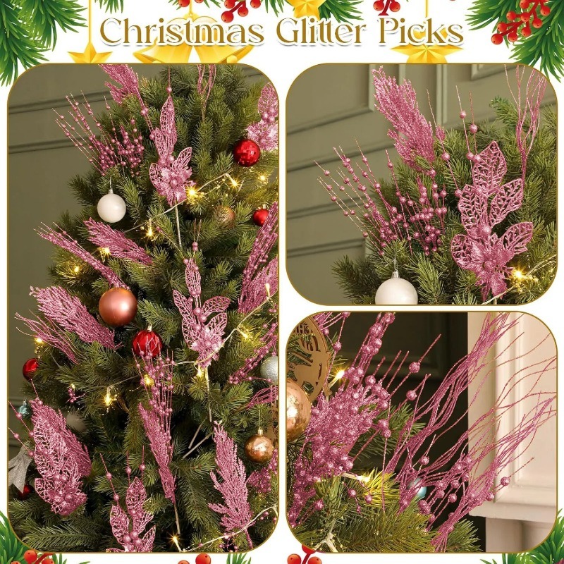 12Pcs Pink Christmas Tree Deco - огляд і ціна Florist Supply Bulk
