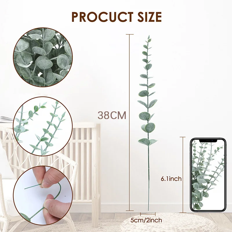10pcs 38cm Eucalyptus Stems Ar - огляд і ціна Florist Supply Bulk